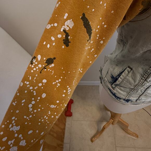 Evolution In Design Paint-Splattered Sleeve Denim Jacket Sz XL Distressed Rocker - Picture 4 of 9